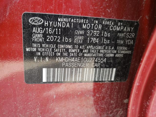 Photo 9 VIN: KMHDH4AE1CU274554 - HYUNDAI ELANTRA GL 