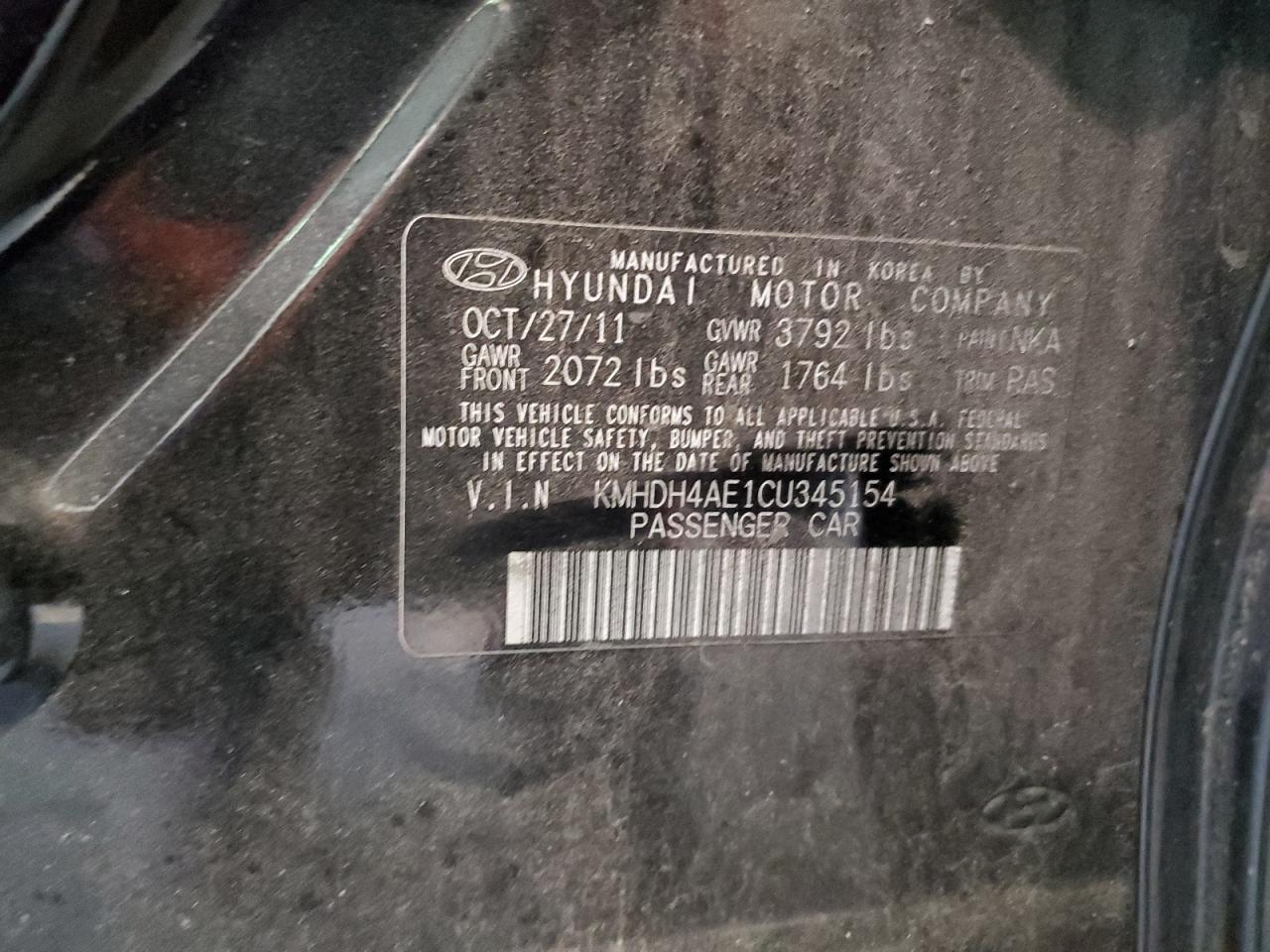 Photo 11 VIN: KMHDH4AE1CU345154 - HYUNDAI ELANTRA 