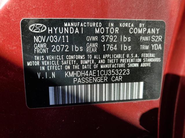 Photo 12 VIN: KMHDH4AE1CU353223 - HYUNDAI ELANTRA 