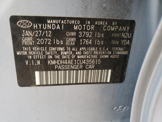 Photo 9 VIN: KMHDH4AE1CU435615 - HYUNDAI ELANTRA GL 