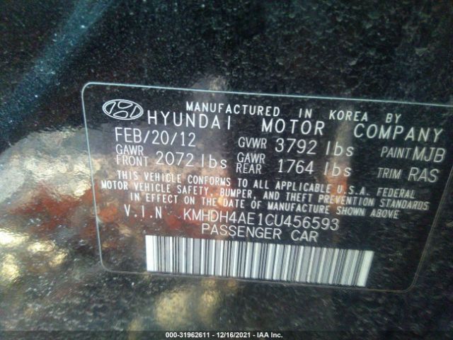 Photo 8 VIN: KMHDH4AE1CU456593 - HYUNDAI ELANTRA 