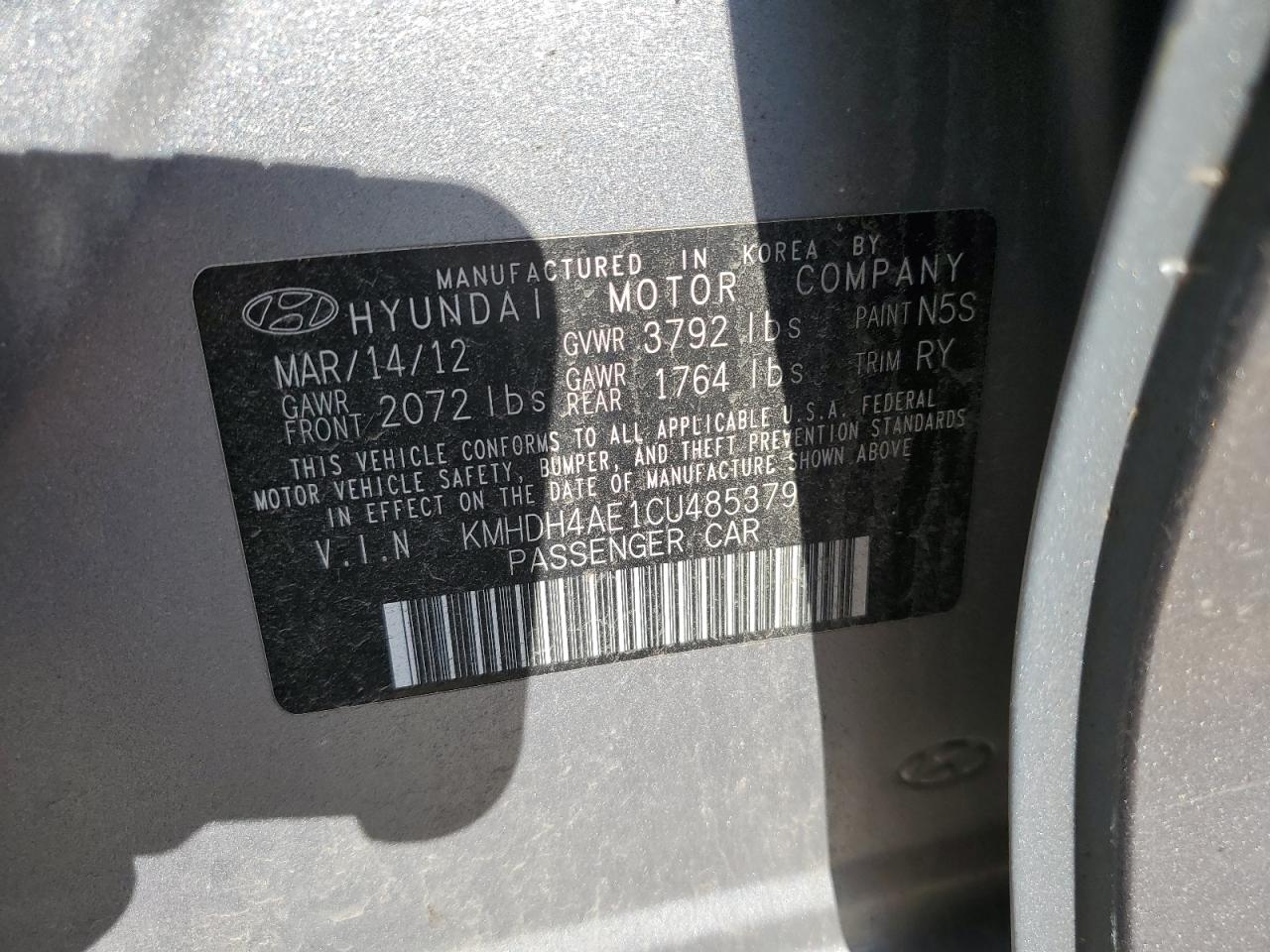 Photo 11 VIN: KMHDH4AE1CU485379 - HYUNDAI ELANTRA 