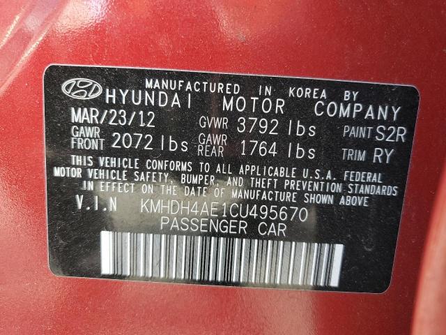 Photo 11 VIN: KMHDH4AE1CU495670 - HYUNDAI ELANTRA GL 