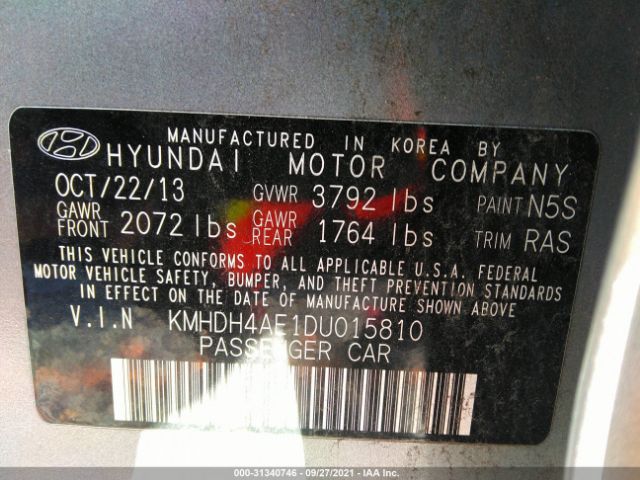 Photo 8 VIN: KMHDH4AE1DU015810 - HYUNDAI ELANTRA 