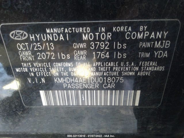 Photo 8 VIN: KMHDH4AE1DU018075 - HYUNDAI ELANTRA 