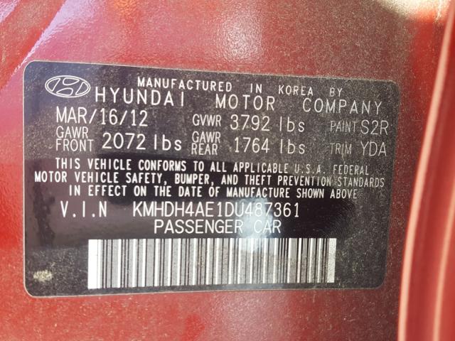 Photo 9 VIN: KMHDH4AE1DU487361 - HYUNDAI ELANTRA GL 