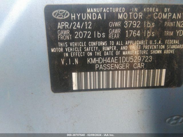 Photo 8 VIN: KMHDH4AE1DU529723 - HYUNDAI ELANTRA 