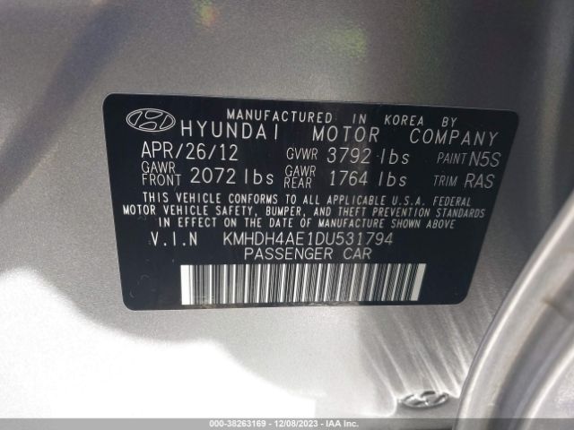 Photo 8 VIN: KMHDH4AE1DU531794 - HYUNDAI ELANTRA 