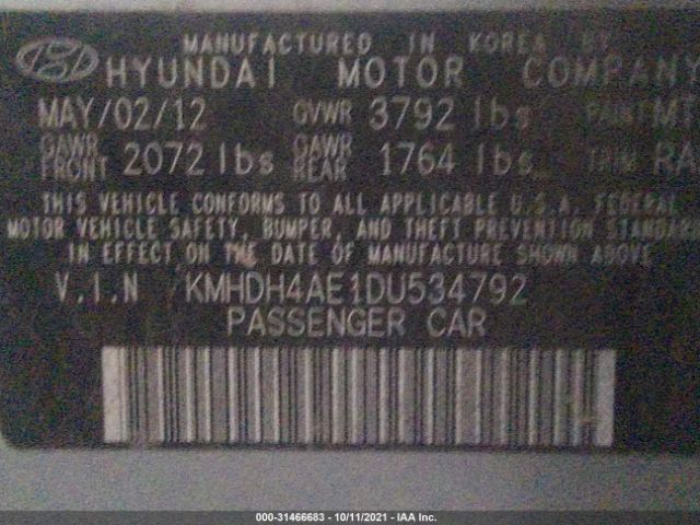 Photo 8 VIN: KMHDH4AE1DU534792 - HYUNDAI ELANTRA 