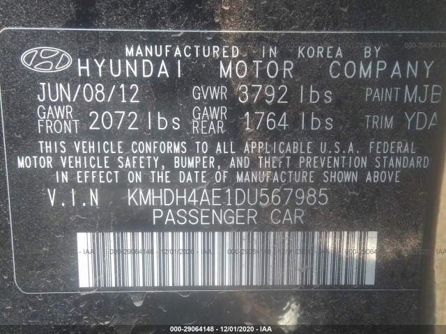 Photo 8 VIN: KMHDH4AE1DU567985 - HYUNDAI ELANTRA 