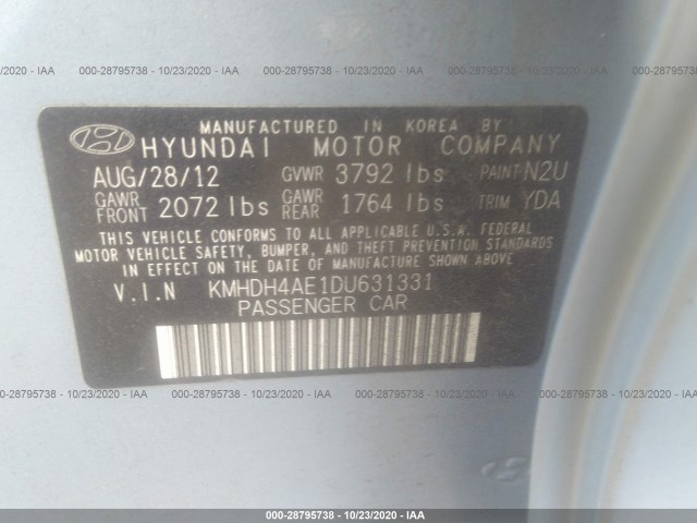 Photo 8 VIN: KMHDH4AE1DU631331 - HYUNDAI ELANTRA 