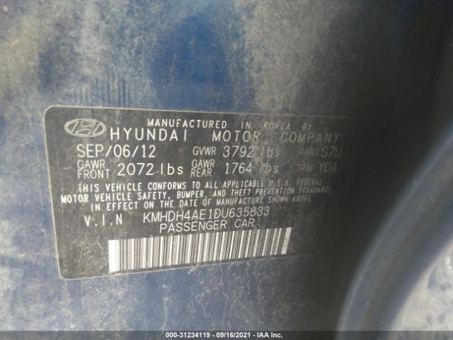 Photo 8 VIN: KMHDH4AE1DU635833 - HYUNDAI ELANTRA 