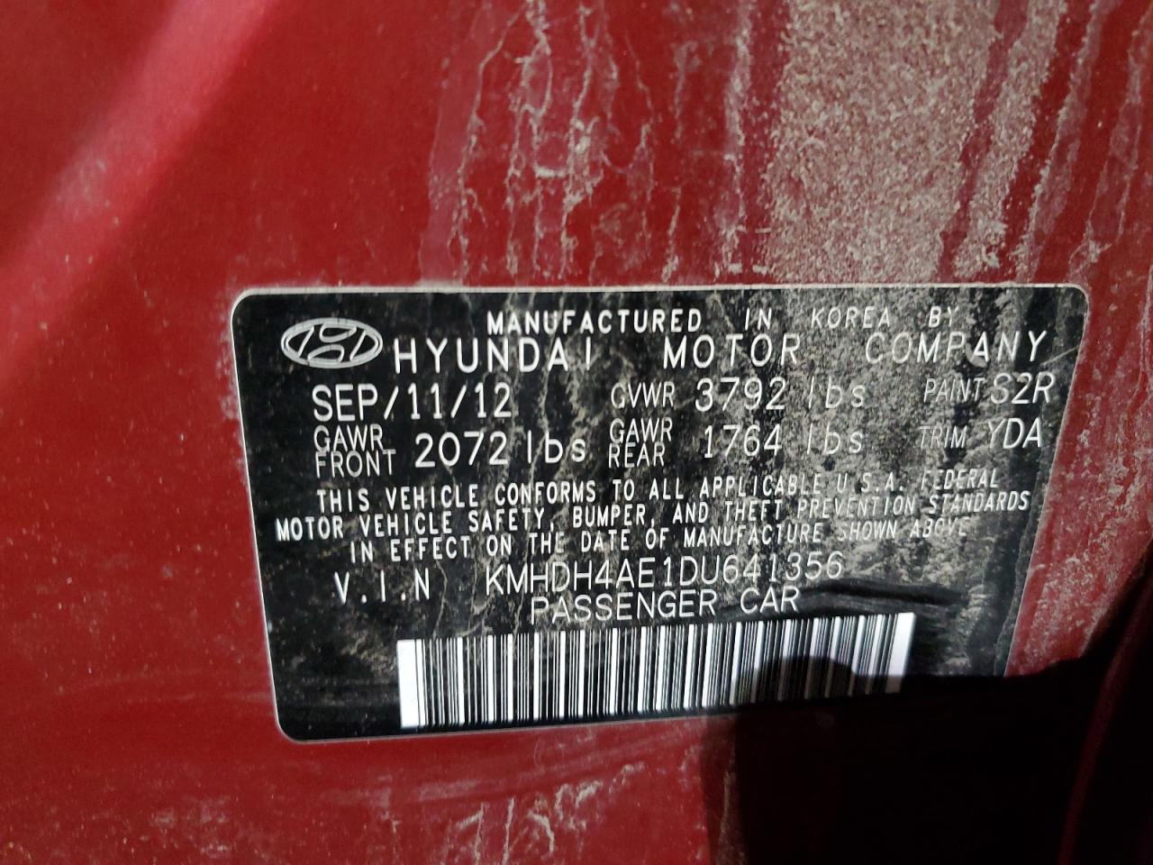 Photo 11 VIN: KMHDH4AE1DU641356 - HYUNDAI ELANTRA 