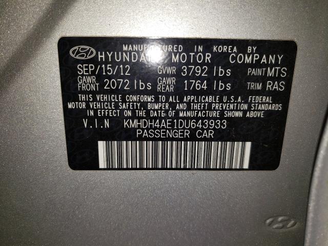 Photo 9 VIN: KMHDH4AE1DU643933 - HYUNDAI ELANTRA GL 