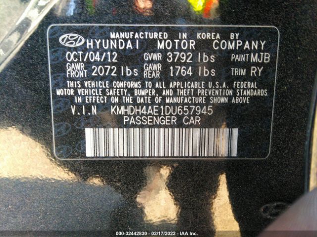 Photo 8 VIN: KMHDH4AE1DU657945 - HYUNDAI ELANTRA 