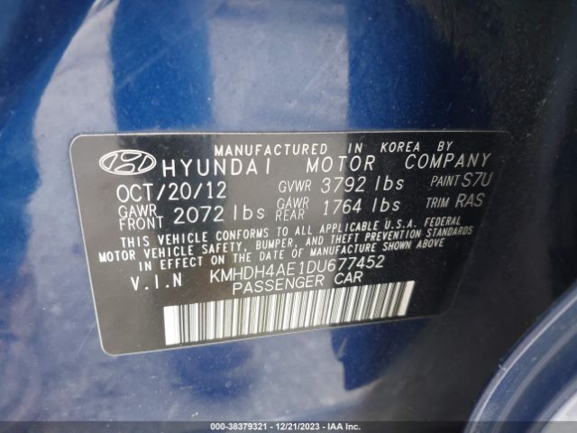 Photo 8 VIN: KMHDH4AE1DU677452 - HYUNDAI ELANTRA 