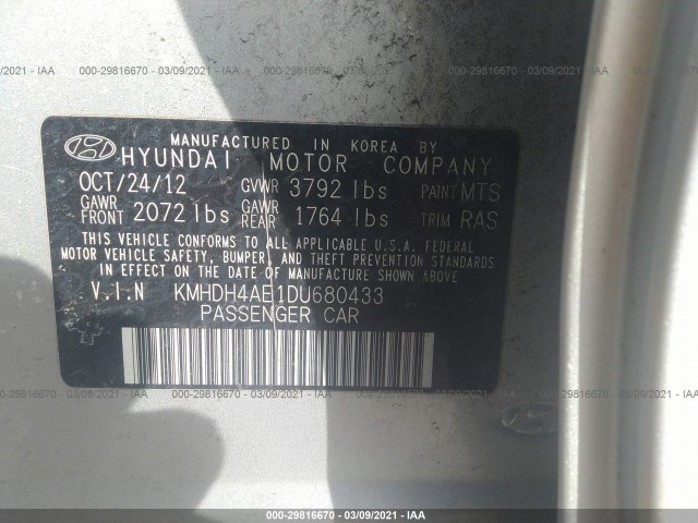 Photo 8 VIN: KMHDH4AE1DU680433 - HYUNDAI ELANTRA 