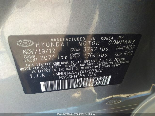 Photo 8 VIN: KMHDH4AE1DU707548 - HYUNDAI ELANTRA 