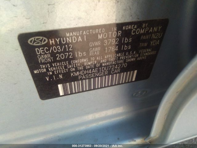 Photo 8 VIN: KMHDH4AE1DU724270 - HYUNDAI ELANTRA 