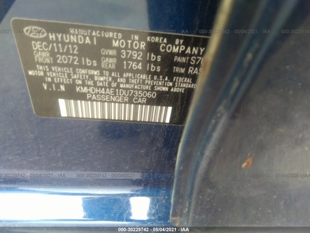 Photo 8 VIN: KMHDH4AE1DU735060 - HYUNDAI ELANTRA 