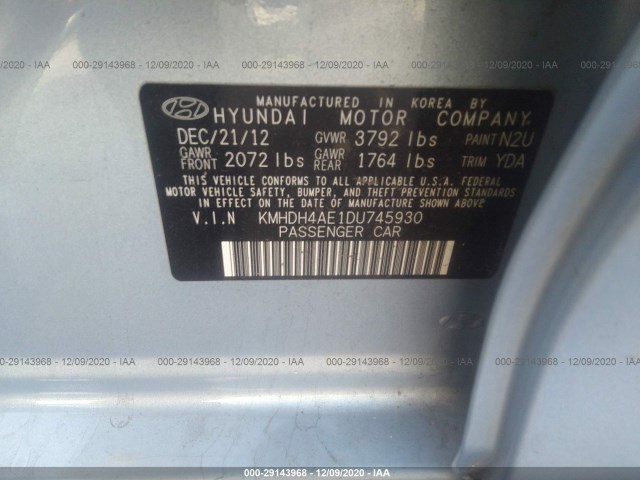 Photo 8 VIN: KMHDH4AE1DU745930 - HYUNDAI ELANTRA 