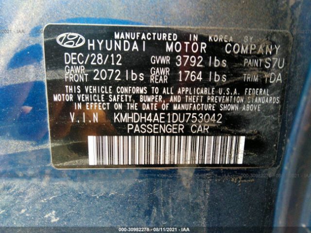 Photo 8 VIN: KMHDH4AE1DU753042 - HYUNDAI ELANTRA 