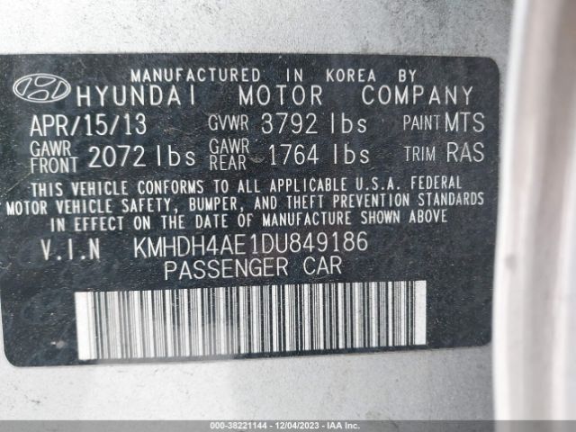 Photo 8 VIN: KMHDH4AE1DU849186 - HYUNDAI ELANTRA 