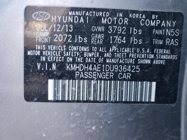 Photo 9 VIN: KMHDH4AE1DU936425 - HYUNDAI ELANTRA GL 