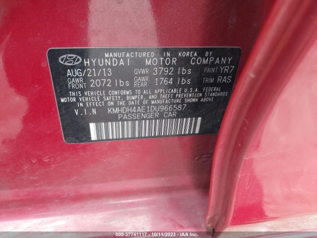 Photo 8 VIN: KMHDH4AE1DU966587 - HYUNDAI ELANTRA 