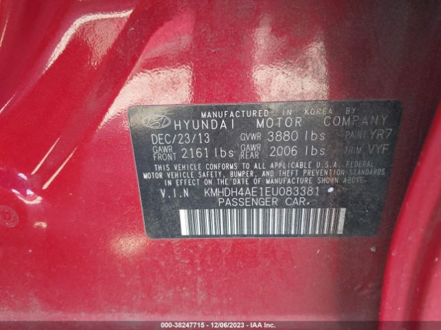 Photo 8 VIN: KMHDH4AE1EU083381 - HYUNDAI ELANTRA 