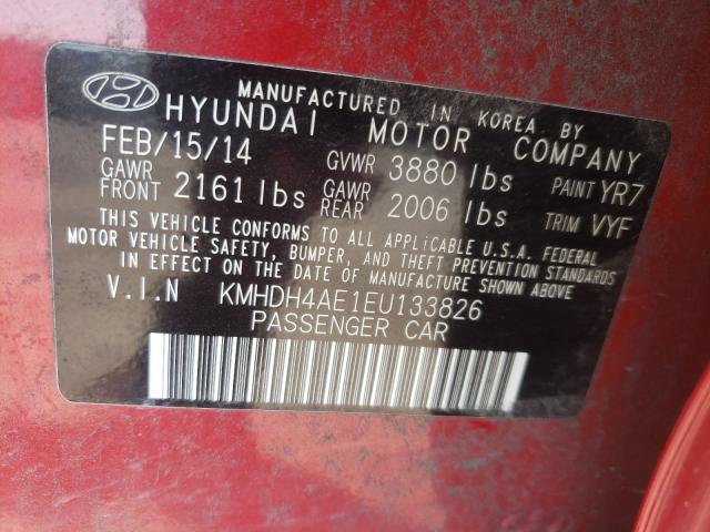 Photo 9 VIN: KMHDH4AE1EU133826 - HYUNDAI ELANTRA SE 