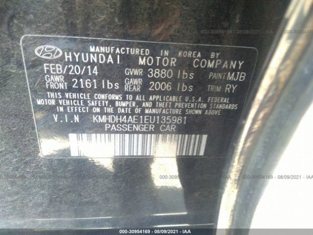 Photo 8 VIN: KMHDH4AE1EU135981 - HYUNDAI ELANTRA 