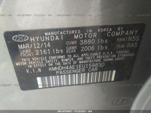 Photo 8 VIN: KMHDH4AE1EU159830 - HYUNDAI ELANTRA 