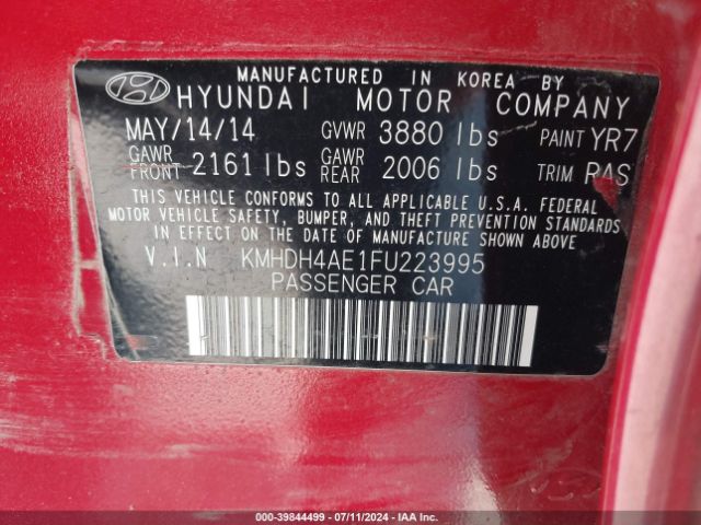 Photo 8 VIN: KMHDH4AE1FU223995 - HYUNDAI ELANTRA 