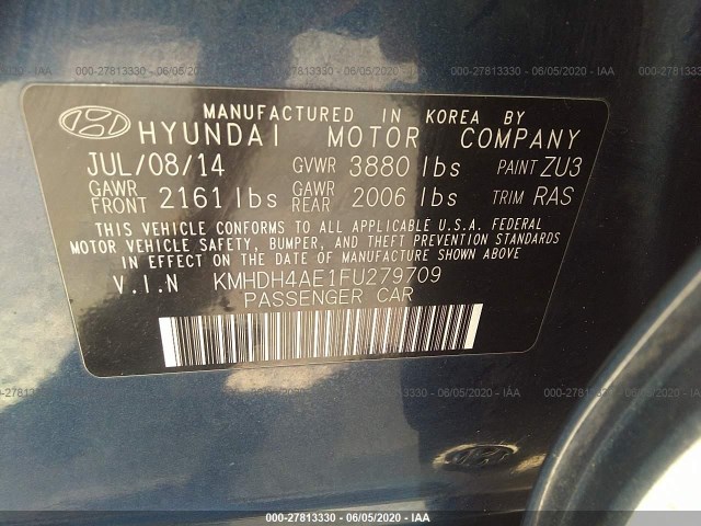 Photo 8 VIN: KMHDH4AE1FU279709 - HYUNDAI ELANTRA 