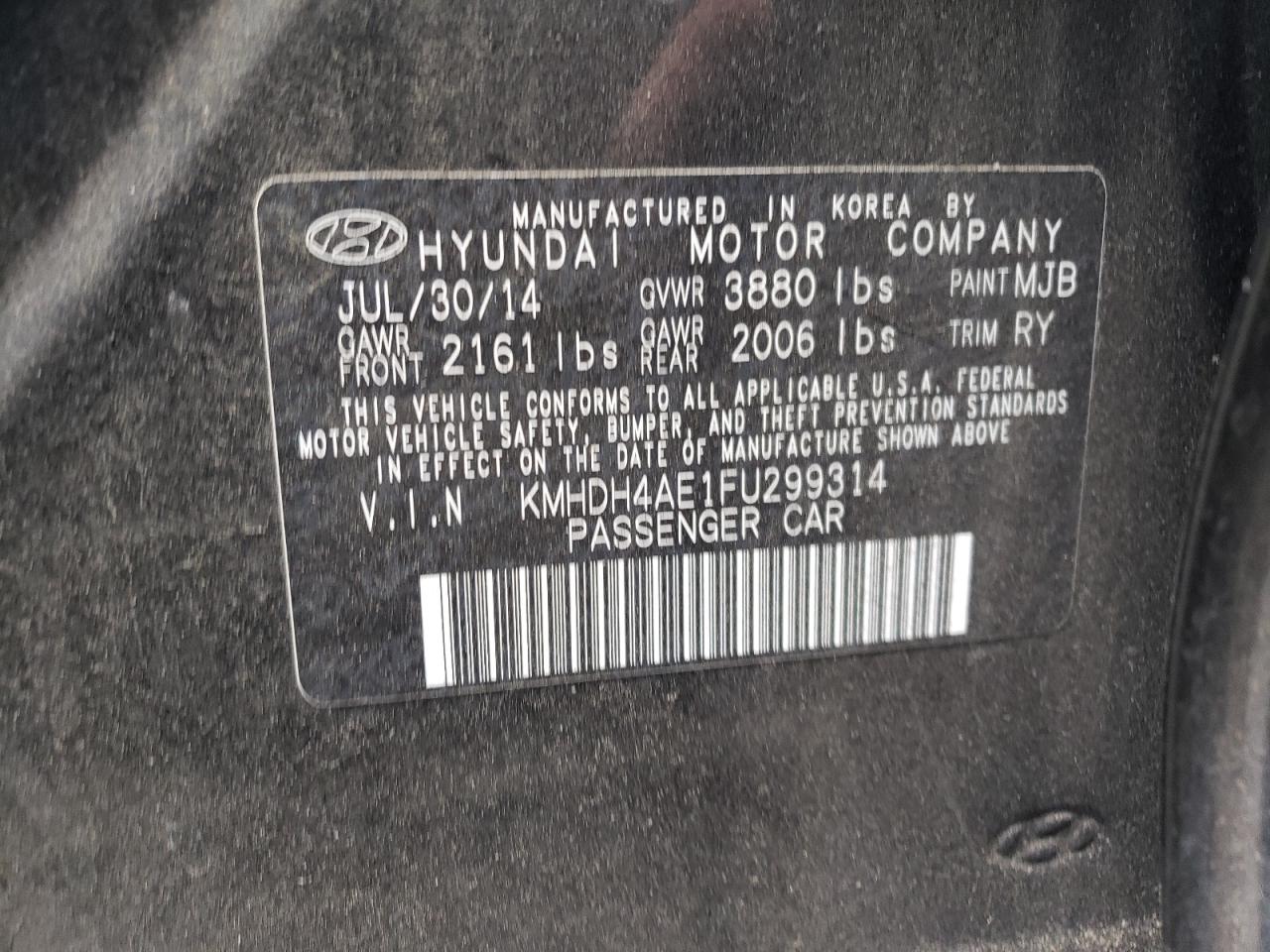 Photo 11 VIN: KMHDH4AE1FU299314 - HYUNDAI ELANTRA 