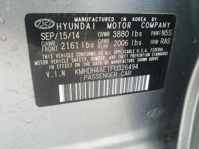 Photo 9 VIN: KMHDH4AE1FU326494 - HYUNDAI ELANTRA SE 