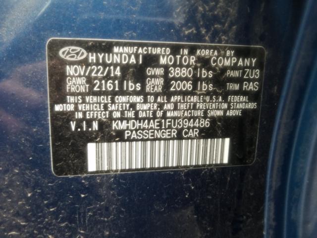 Photo 9 VIN: KMHDH4AE1FU394486 - HYUNDAI ELANTRA 