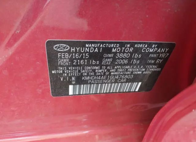 Photo 8 VIN: KMHDH4AE1GU476803 - HYUNDAI ELANTRA 