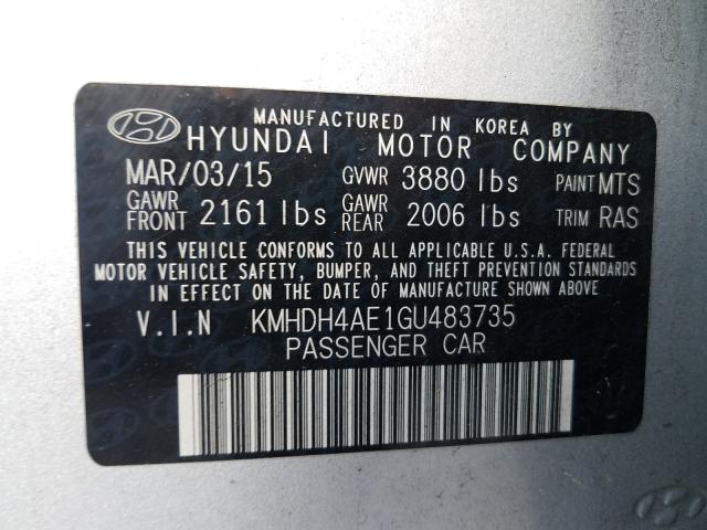 Photo 9 VIN: KMHDH4AE1GU483735 - HYUNDAI ELANTRA SE 