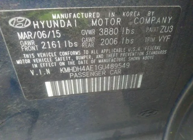 Photo 8 VIN: KMHDH4AE1GU489549 - HYUNDAI ELANTRA 