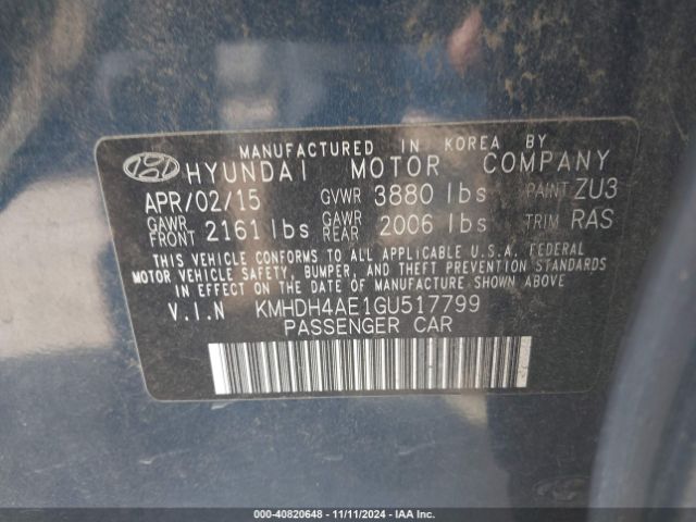 Photo 8 VIN: KMHDH4AE1GU517799 - HYUNDAI ELANTRA 