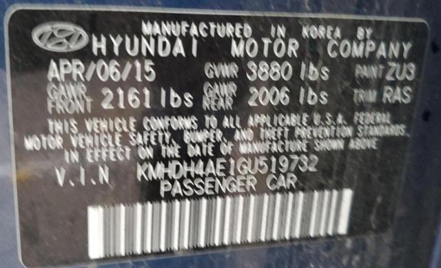 Photo 11 VIN: KMHDH4AE1GU519732 - HYUNDAI ELANTRA 