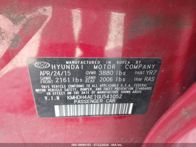 Photo 8 VIN: KMHDH4AE1GU541052 - HYUNDAI ELANTRA 