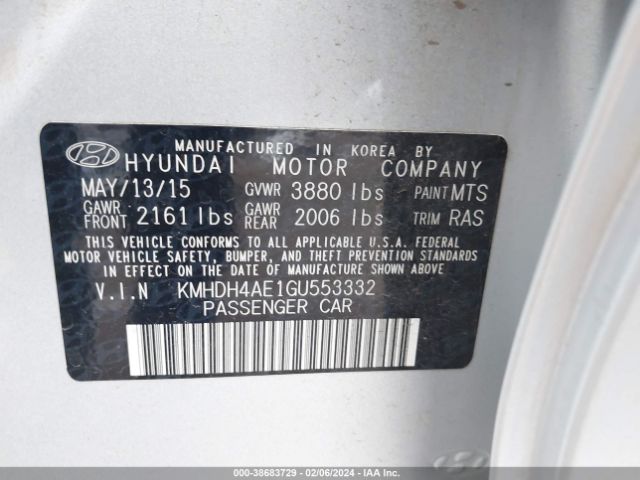 Photo 8 VIN: KMHDH4AE1GU553332 - HYUNDAI ELANTRA 