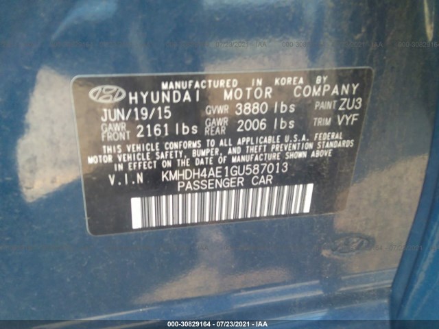 Photo 8 VIN: KMHDH4AE1GU587013 - HYUNDAI ELANTRA 