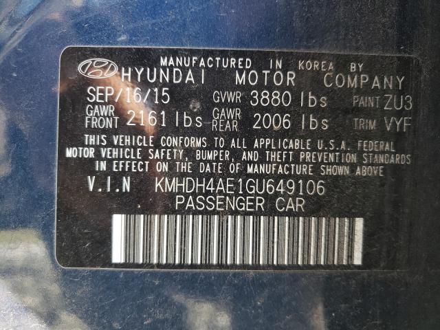 Photo 9 VIN: KMHDH4AE1GU649106 - HYUNDAI ELANTRA SE 