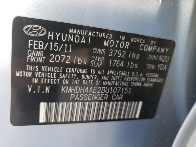 Photo 9 VIN: KMHDH4AE2BU107151 - HYUNDAI ELANTRA GL 