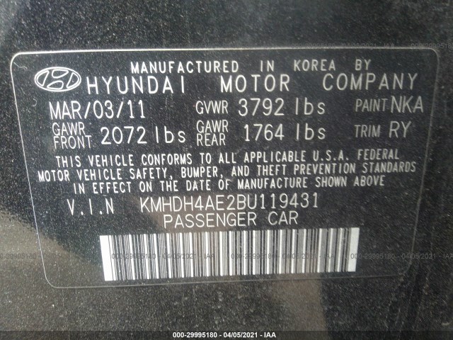 Photo 8 VIN: KMHDH4AE2BU119431 - HYUNDAI ELANTRA 