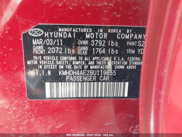 Photo 8 VIN: KMHDH4AE2BU119655 - HYUNDAI ELANTRA 